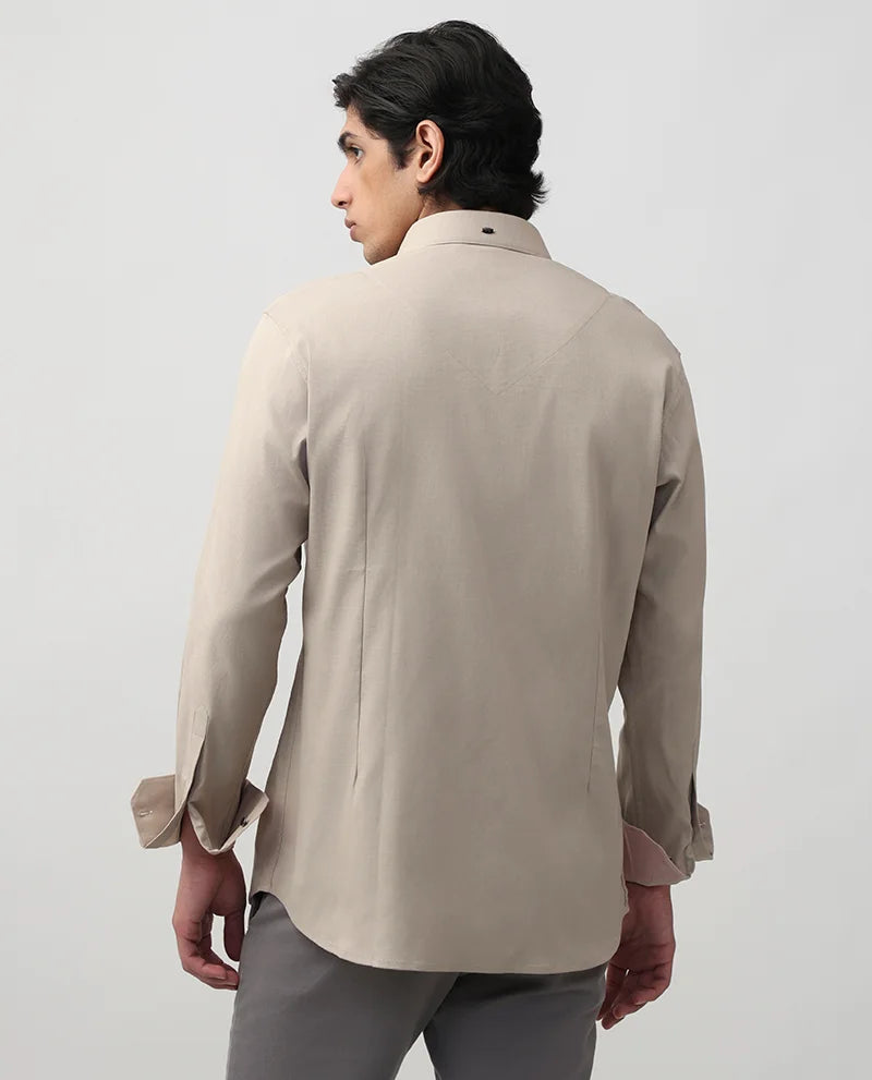 Light Khaki Plain Cotton Premium Men Shirt