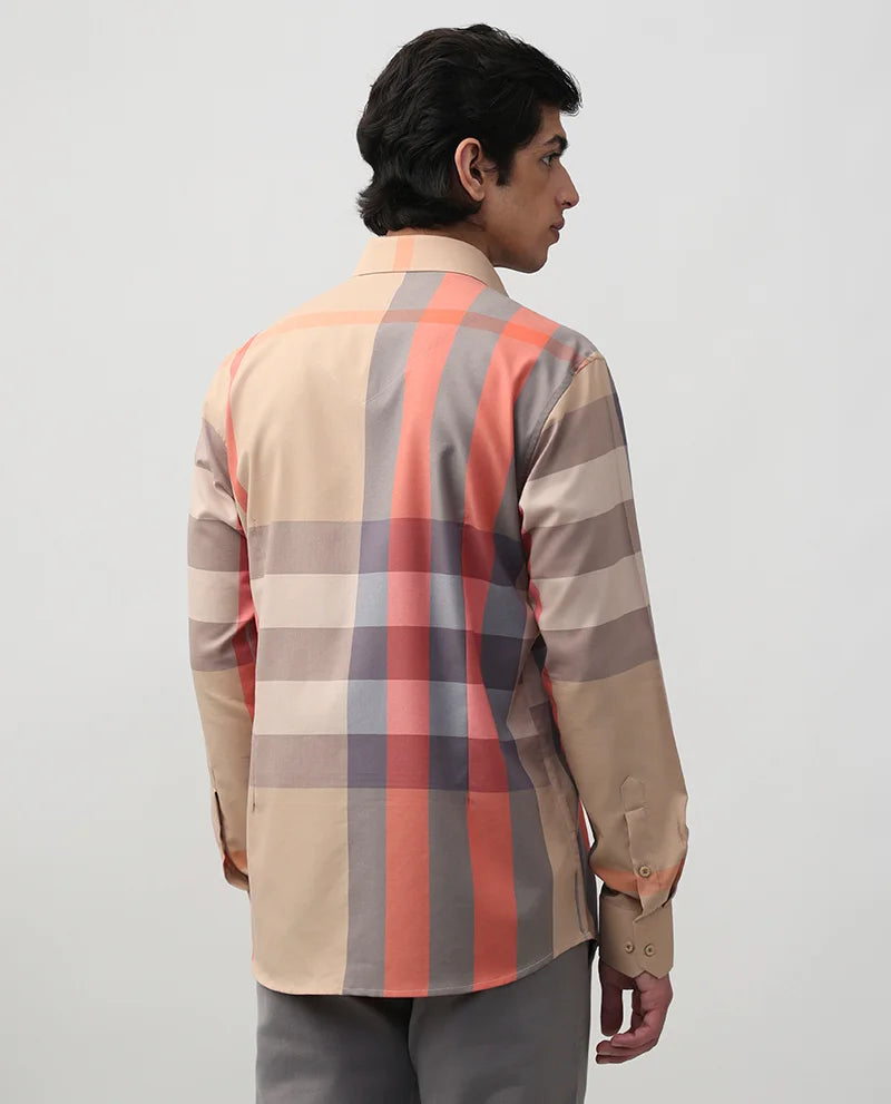 BEIGE CHECKS COTTON PREMIUM SHIRT