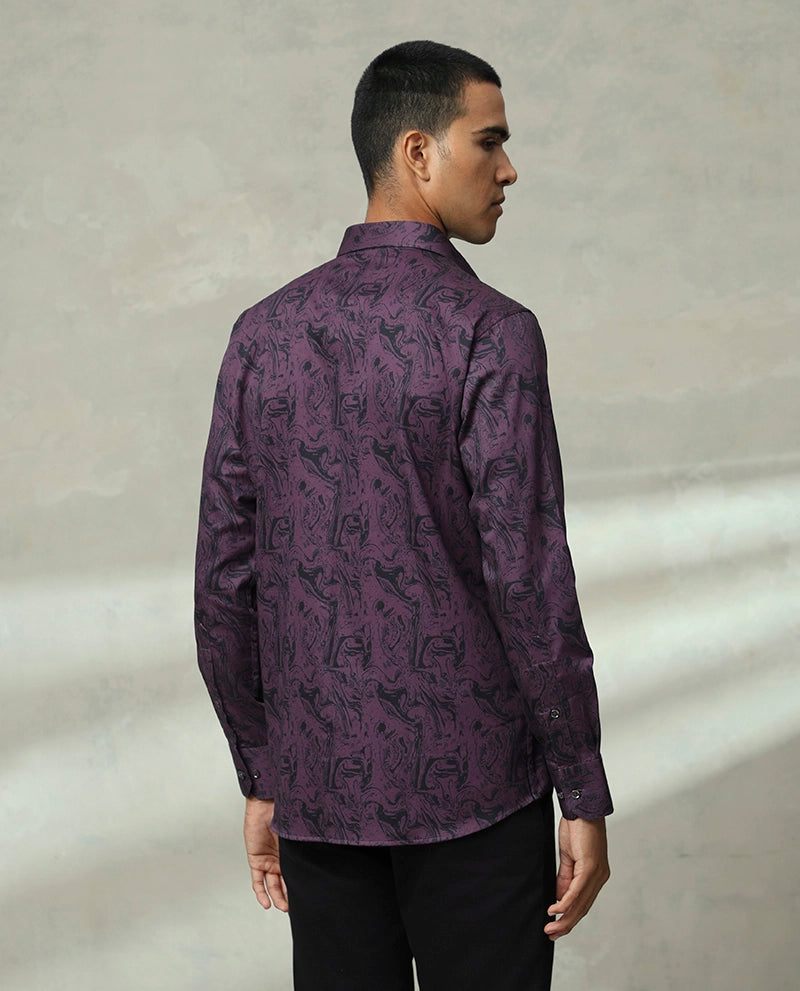 Purple Print Cotton Men's Premium Quality Shirt