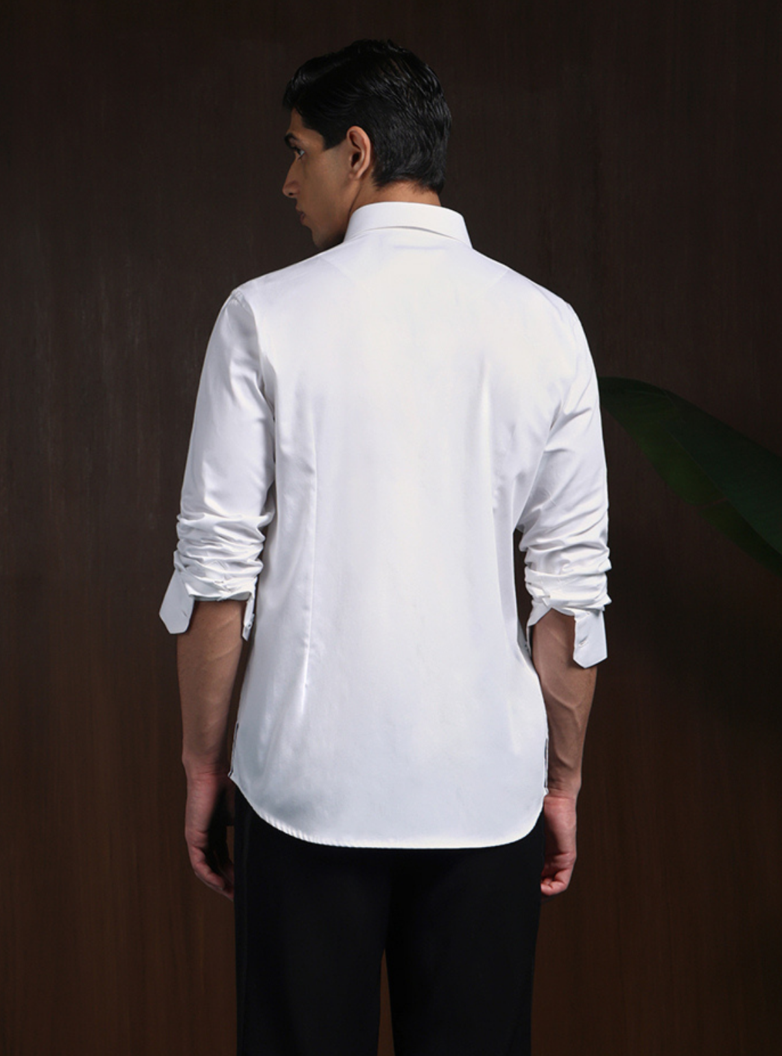 White Slim Fit Cotton Shirt with Refined Embroidery Detailing