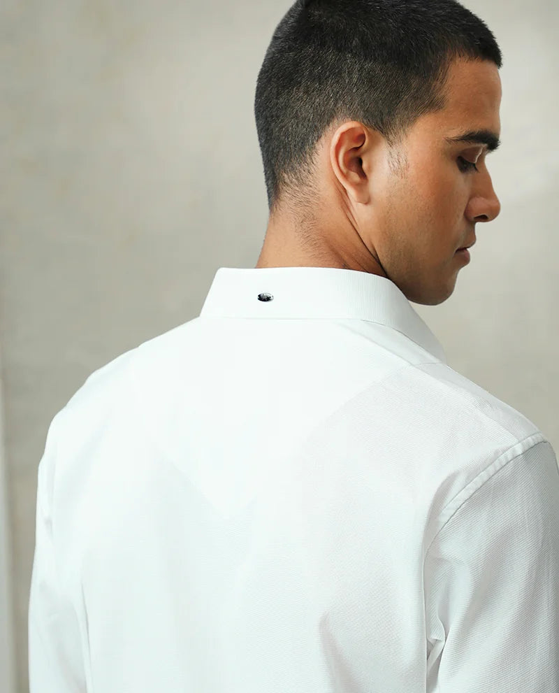 WHITE PLAIN COTTON PREMIUM MEN SHIRT