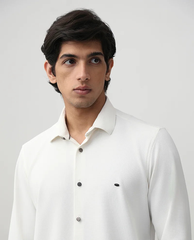 White Plain Cotton Premium Quality Slim Fit Regular Men's Shirt