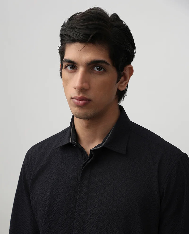 Core cotton plain Men's Black shirts