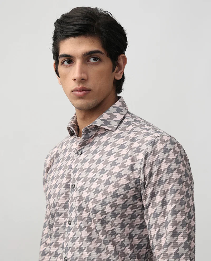 Pink Print Cotton Luxury Branded Quality Men's Shirt