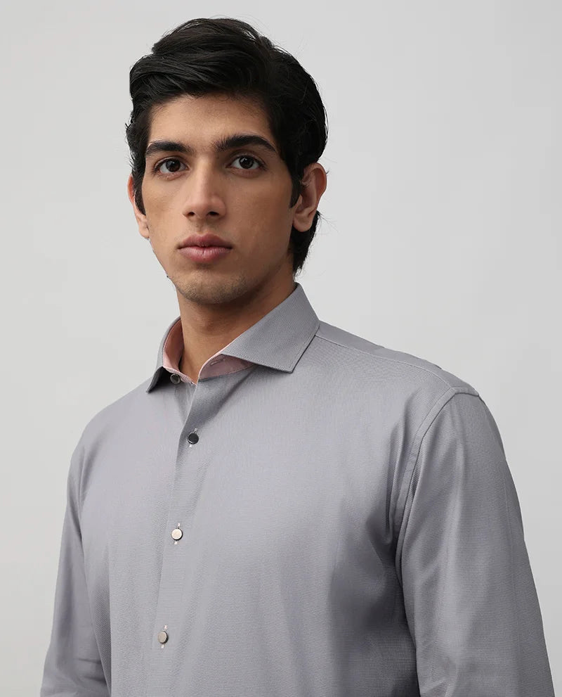 Light Grey Plain Cotton Men's Premium Shirt