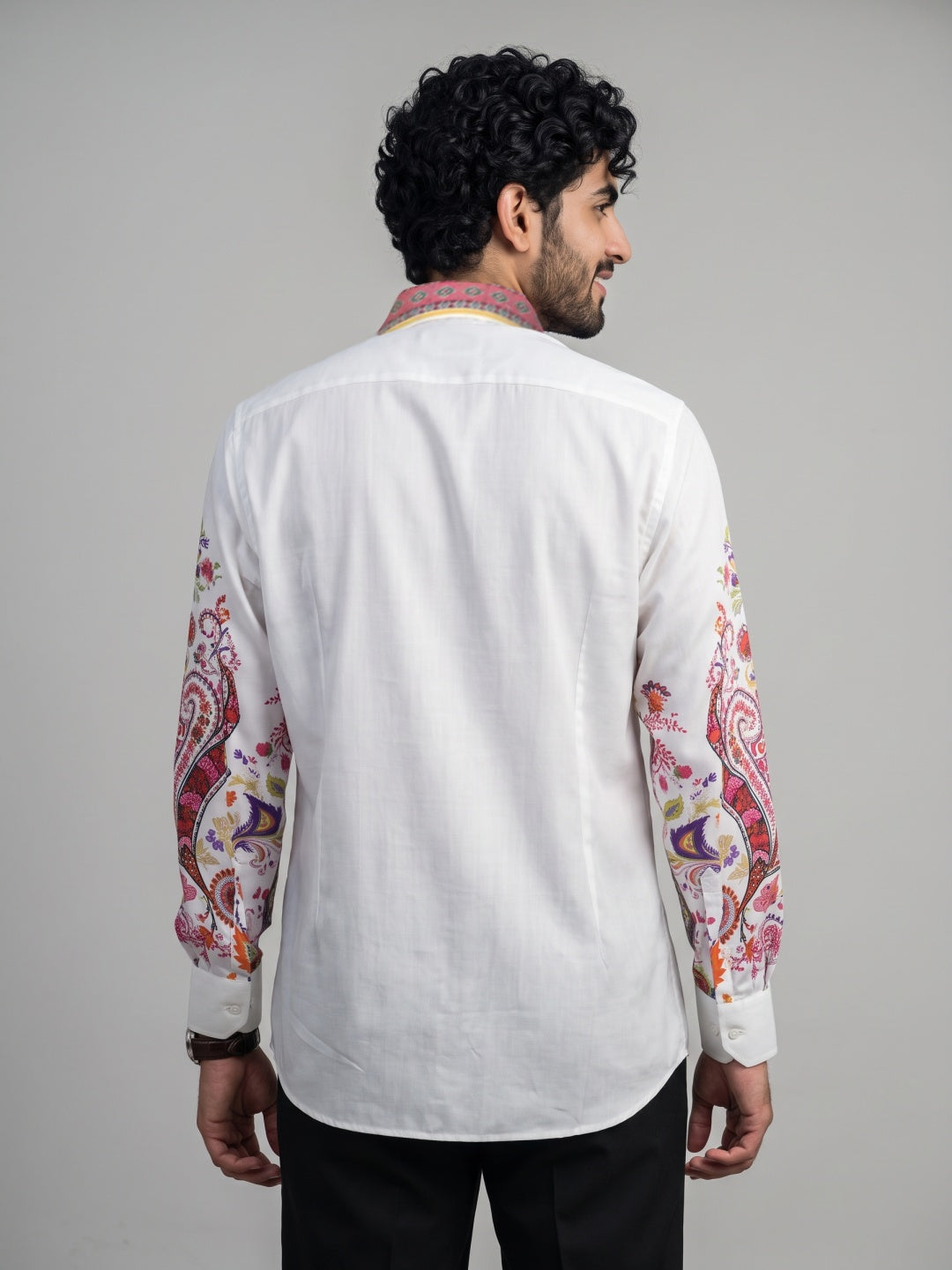 Multicolour Symmetrical Paisley Printed Tencel Slim Fit Shirt