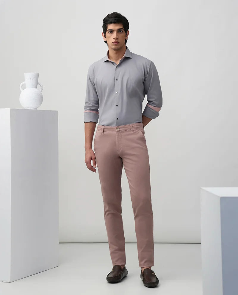 Light Grey Plain Cotton Men's Premium Shirt