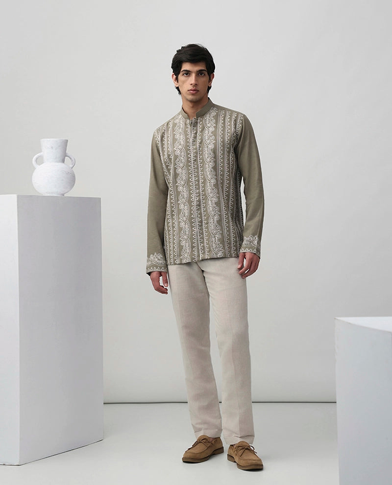 Embroidered Chinese Linen Shirt