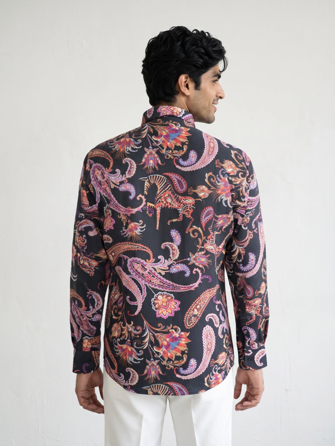 Multicolour Equestrian Paisley Printed Tencel Slim Fit Shirt