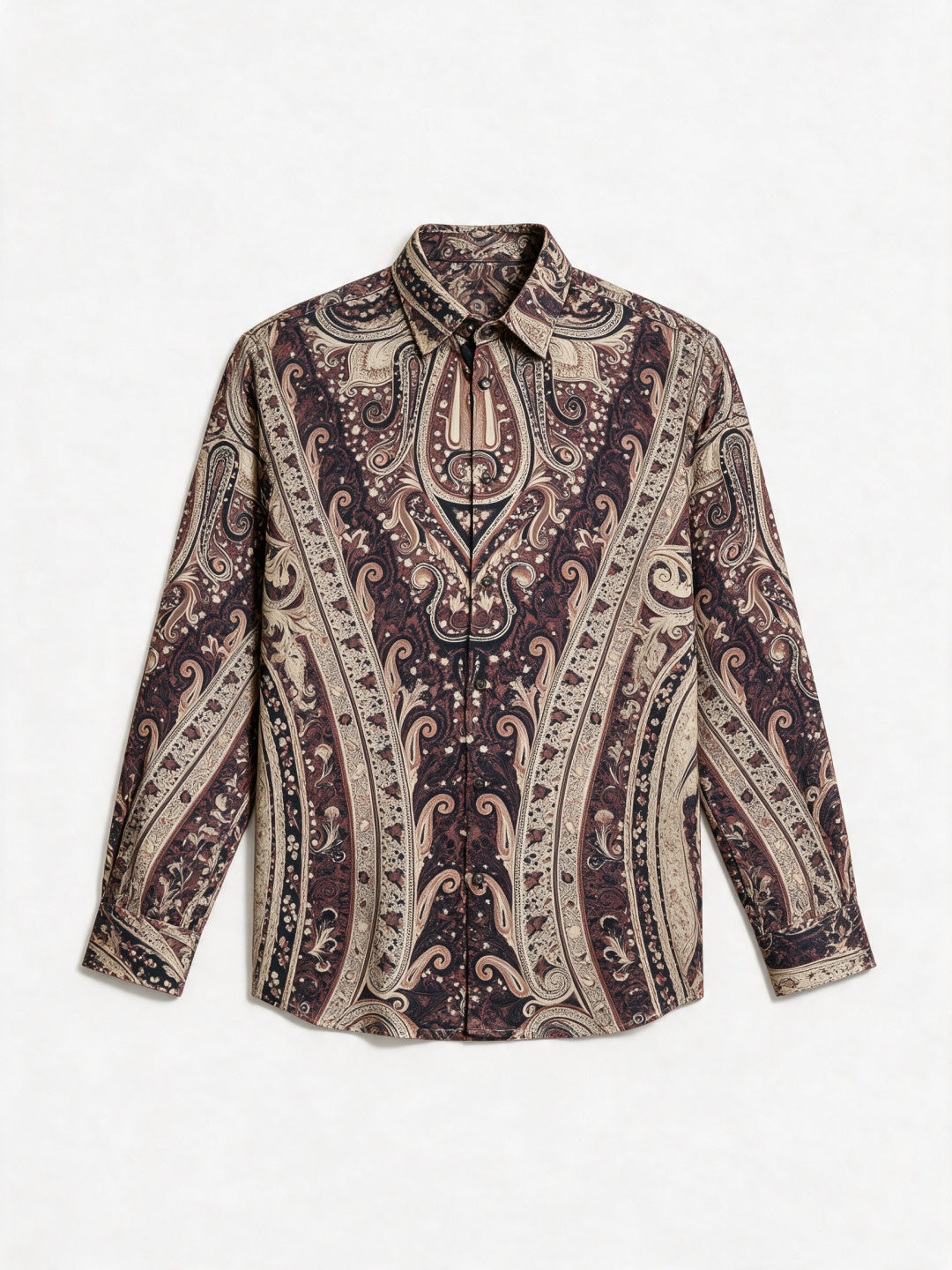 Multicolour Baroque Paisley Printed Tencel Slim Fit Shirt