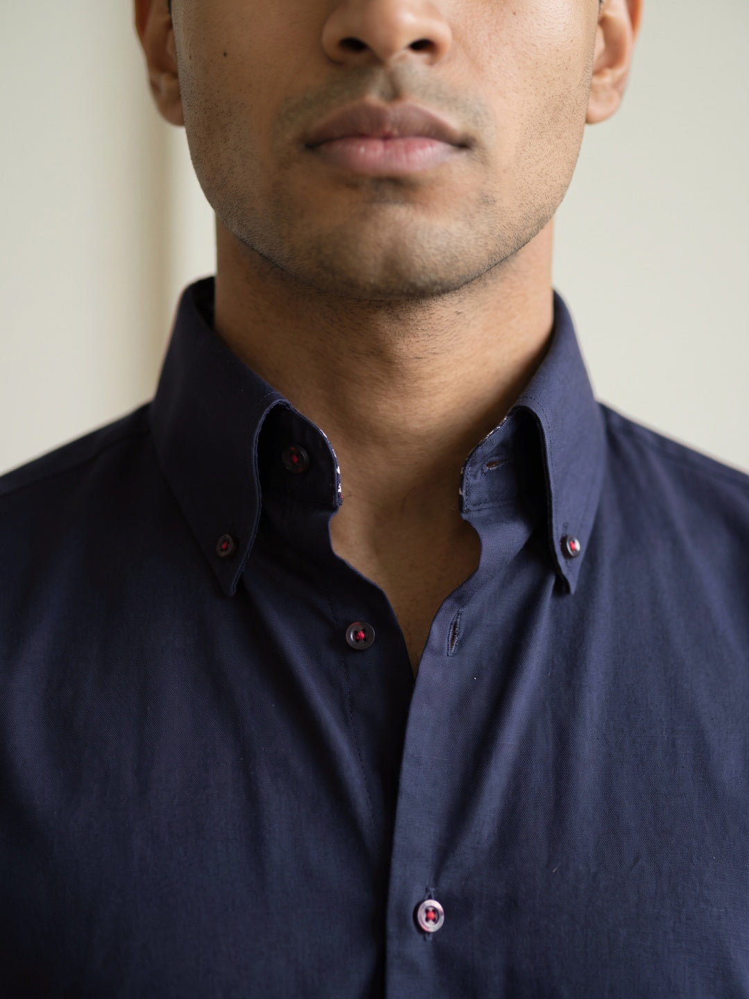 Navy Blue Cotton Slim Fit Shirt