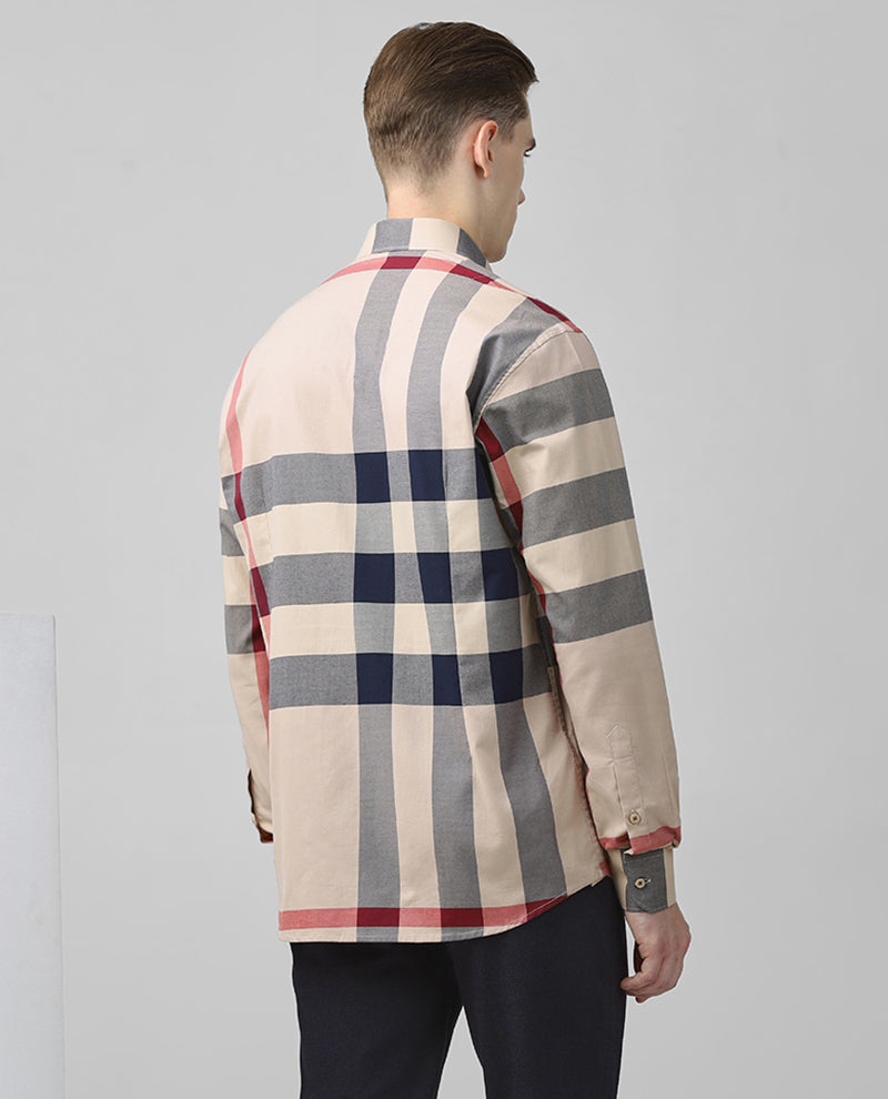 BEIGE CHECKS COTTON SHIRT