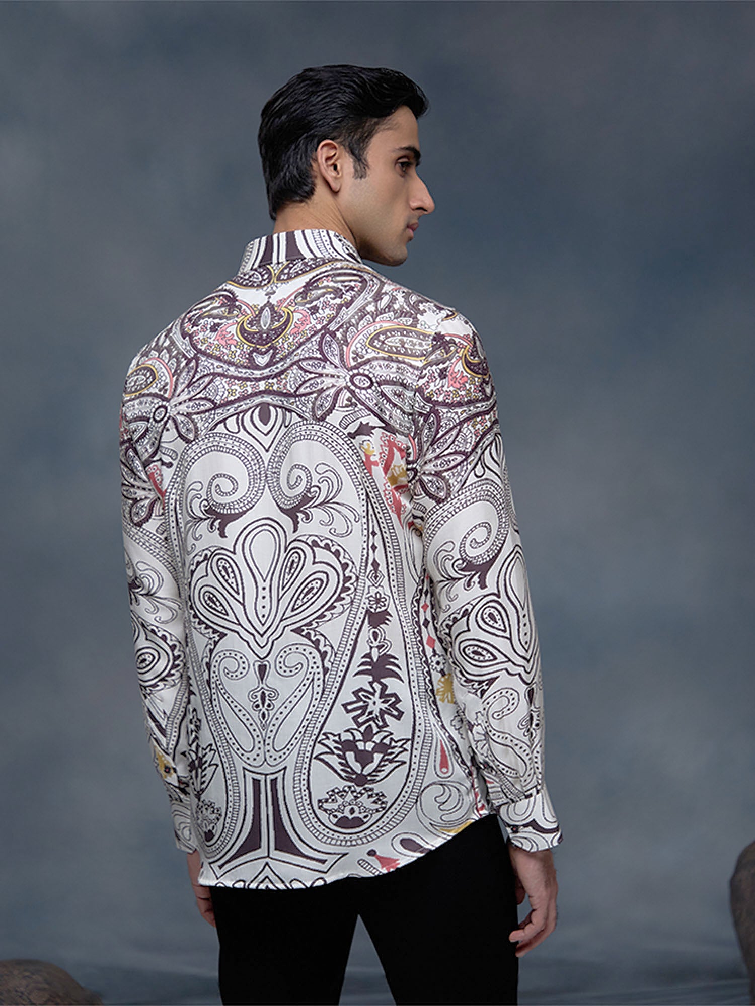 Off-White Multi-Floral Print Slim Fit Shirt