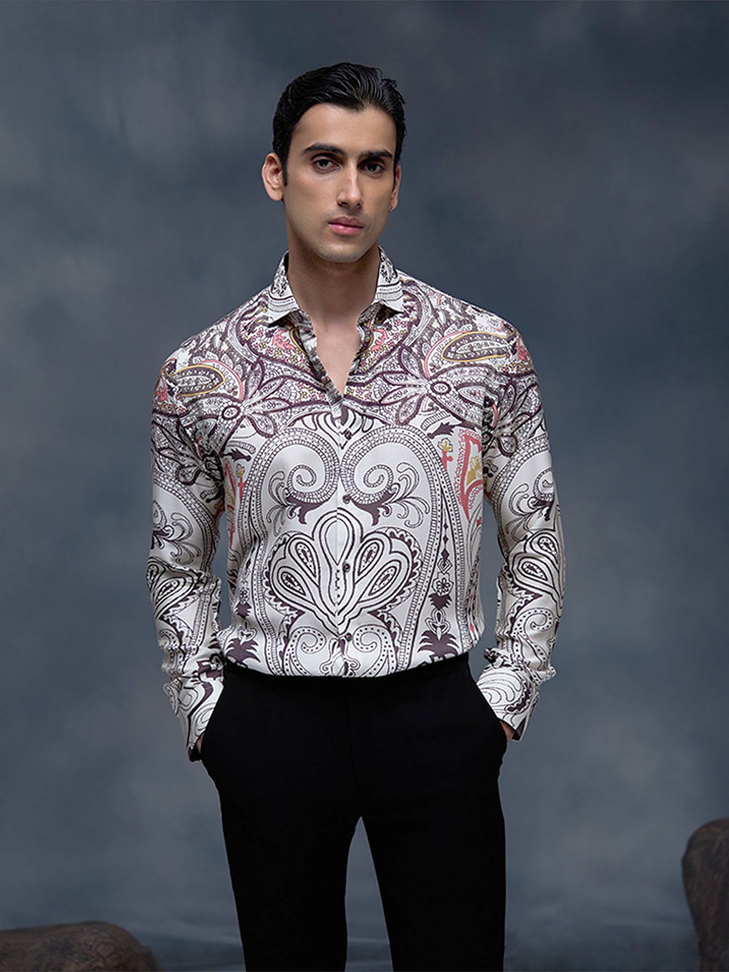 Off-White Multi-Floral Print Slim Fit Shirt