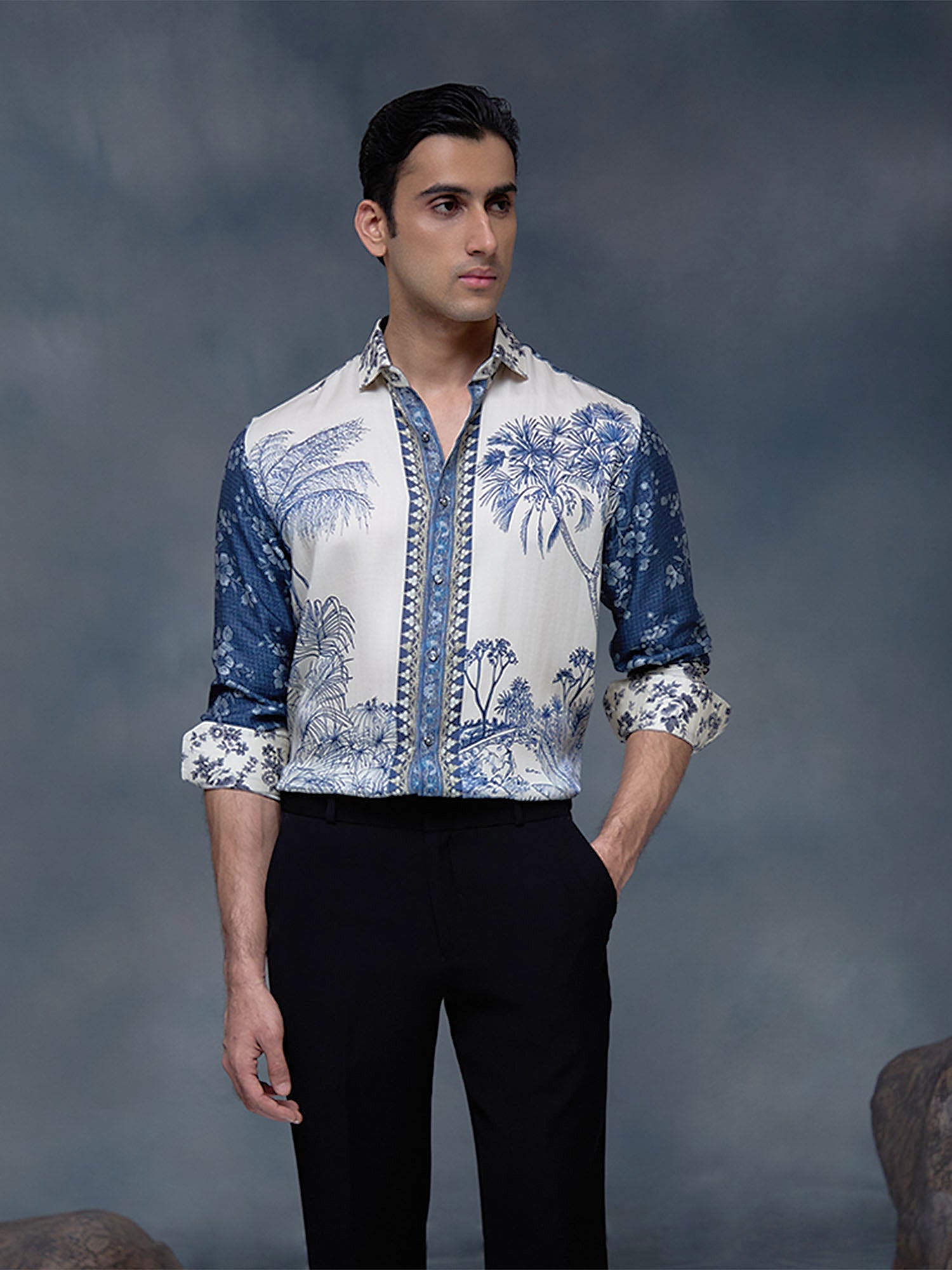 Off-White Floral Print Slim Fit Shirt
