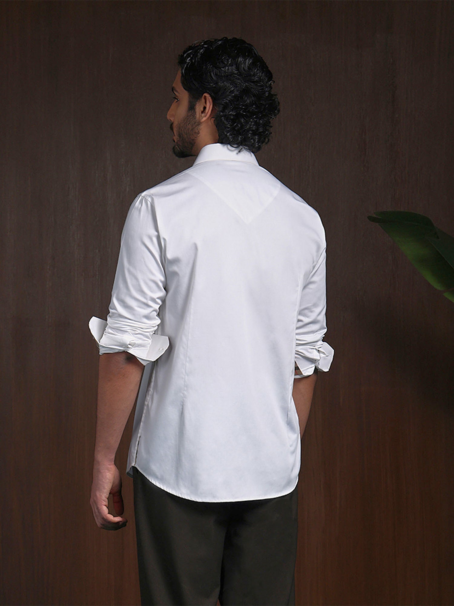 White Slim Fit Cotton Shirt with Refined Embroidered Detailing