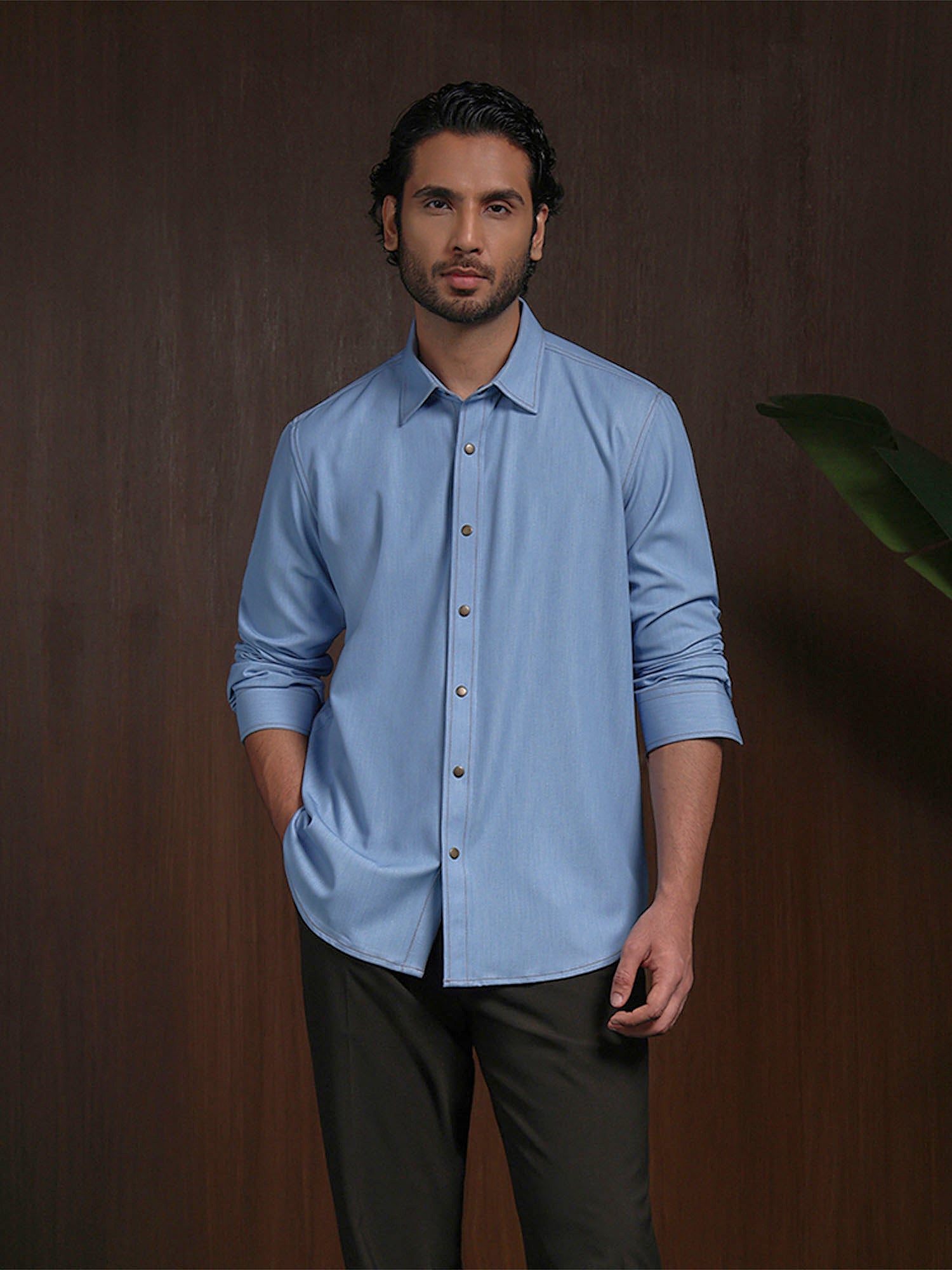 Light Blue Slim Fit Shirt in Premium Model Fabric