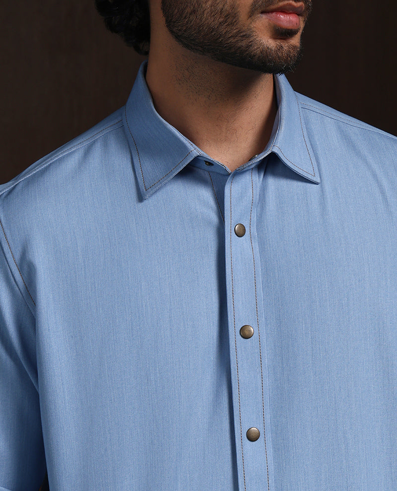 Light Blue Slim Fit Shirt in Premium Model Fabric