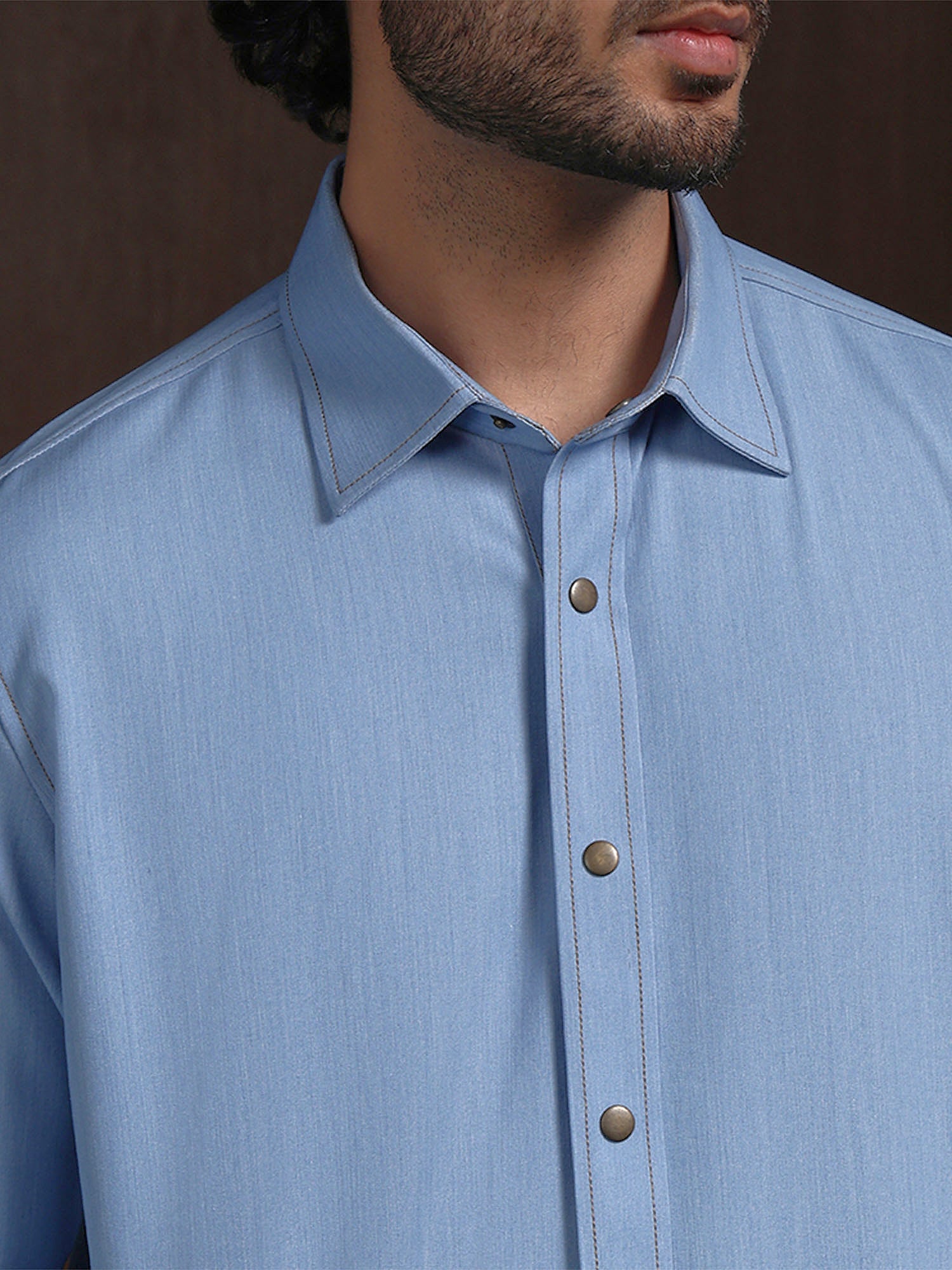 Light Blue Slim Fit Shirt in Premium Model Fabric