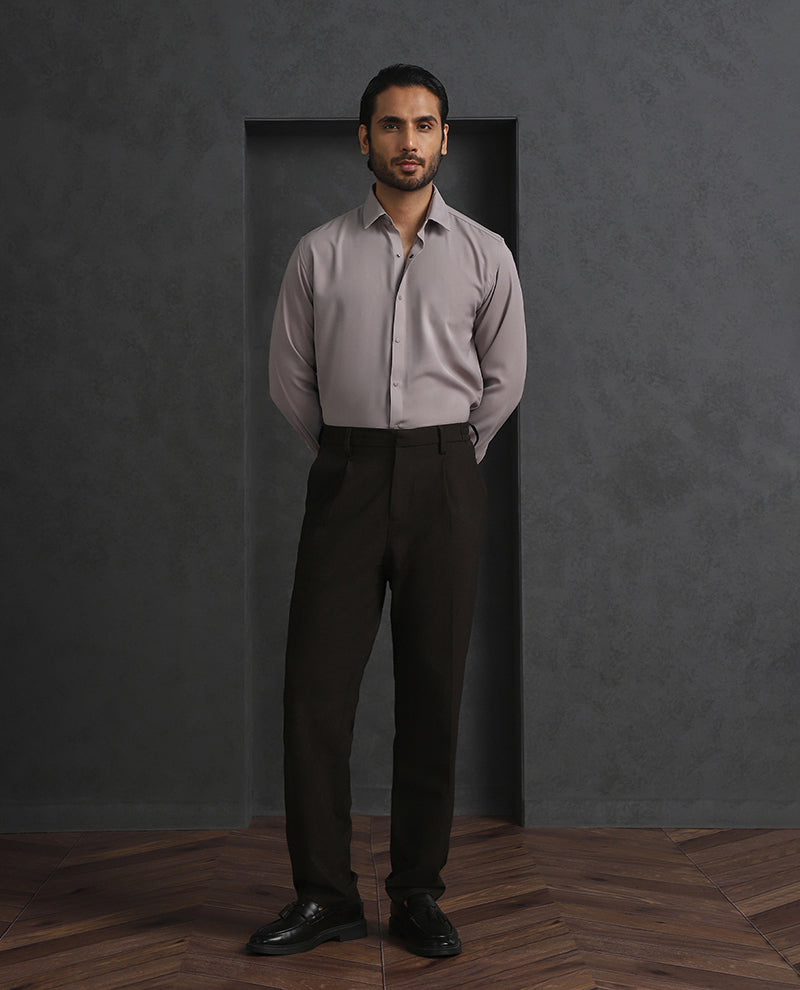 Beige Slim Fit Stroma Shirt with Timeless Plain Design