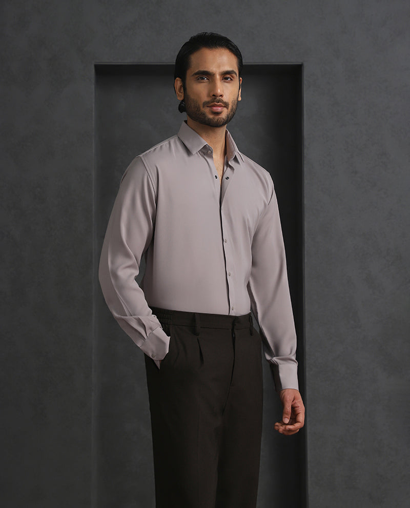 Beige Slim Fit Stroma Shirt with Timeless Plain Design