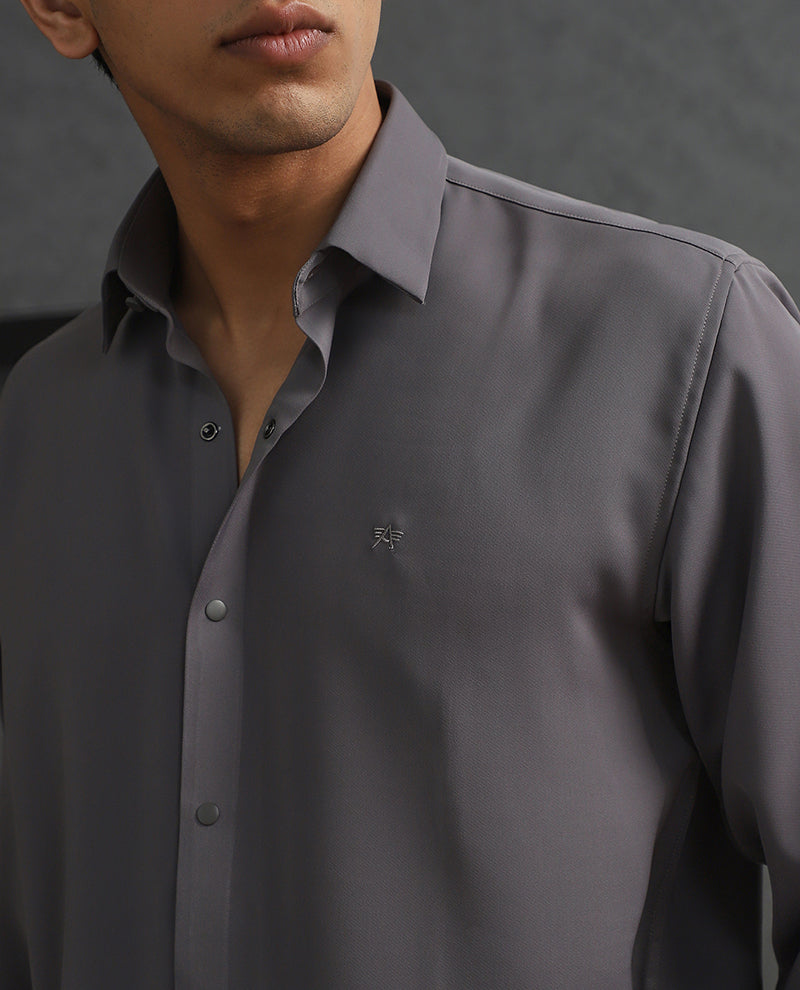 Grey Slim Fit Stroma Shirt with Classic Plain Design