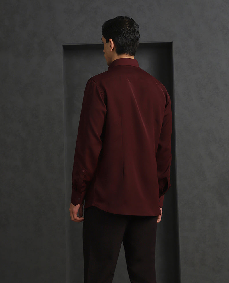 Wine Slim Fit Stroma Shirt with Timeless Plain Design