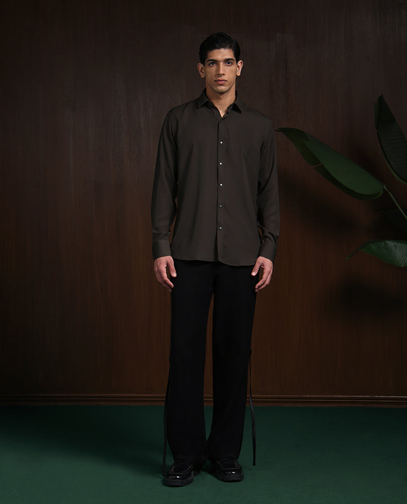 Bottle Green Slim Fit Stroma Shirt with Timeless Plain Style