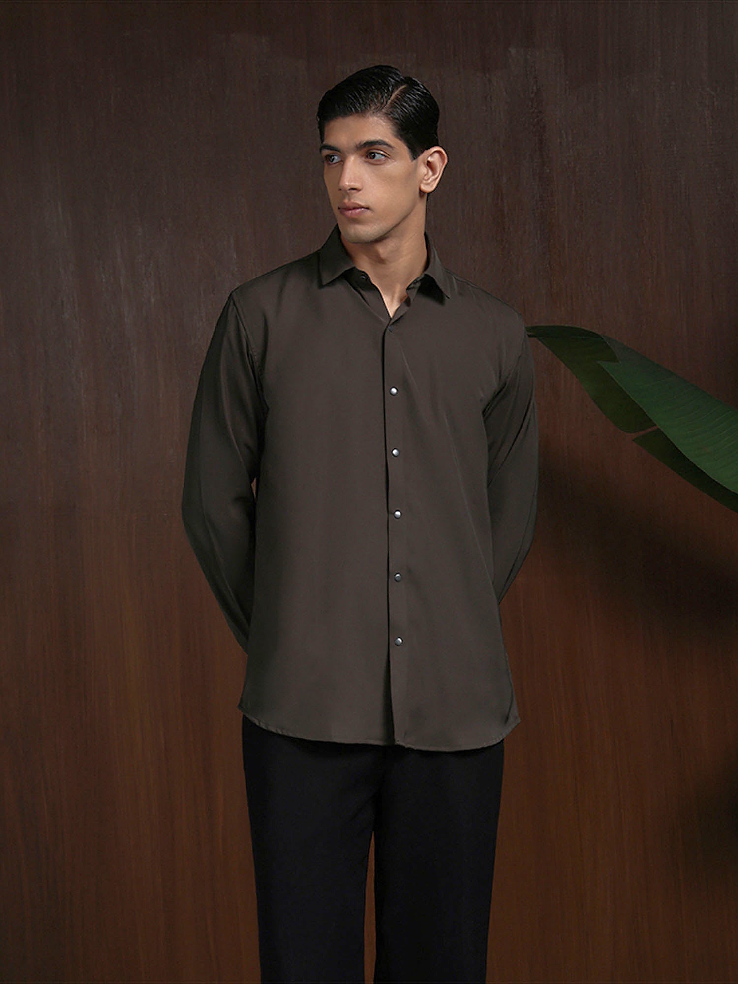 Bottle Green Slim Fit Stroma Shirt with Timeless Plain Style