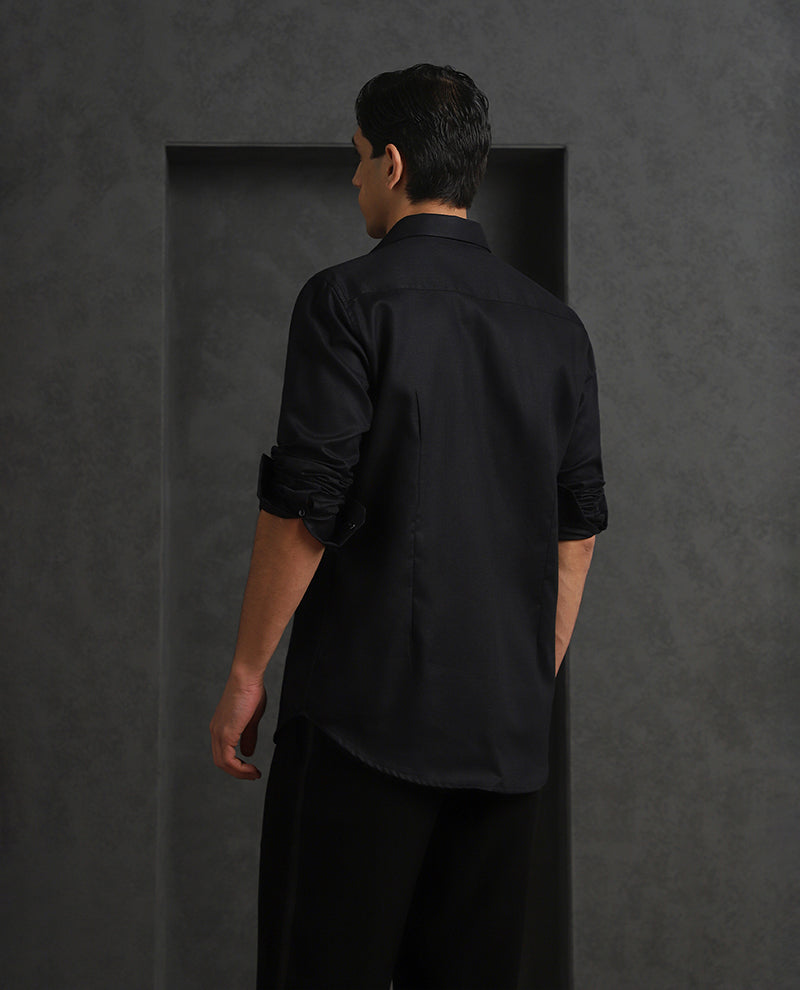 Black Slim Fit Cotton Designer Shirt with Modern Appeal