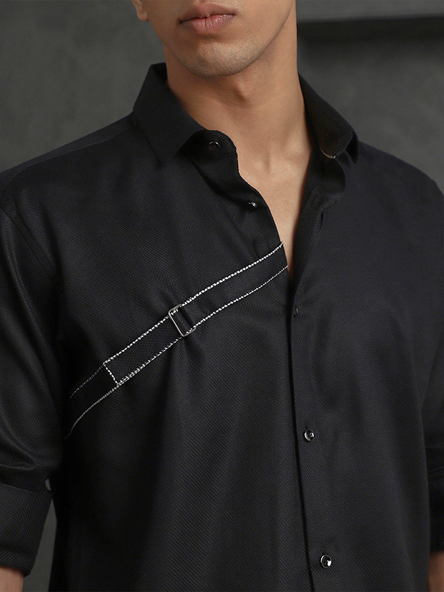 Black Slim Fit Cotton Designer Shirt with Modern Appeal