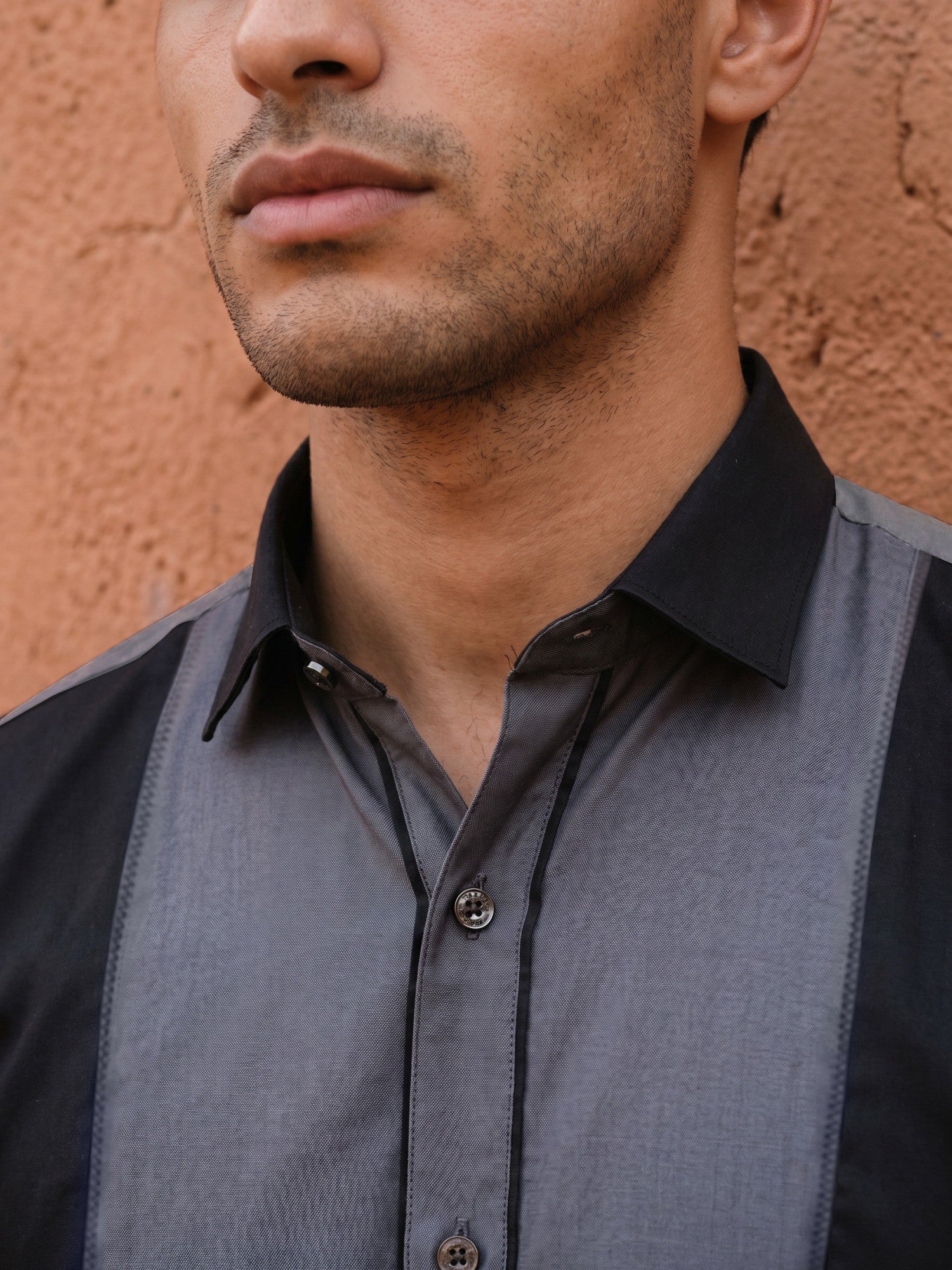 Dark Grey Designer Slim Fit Shirt For Men