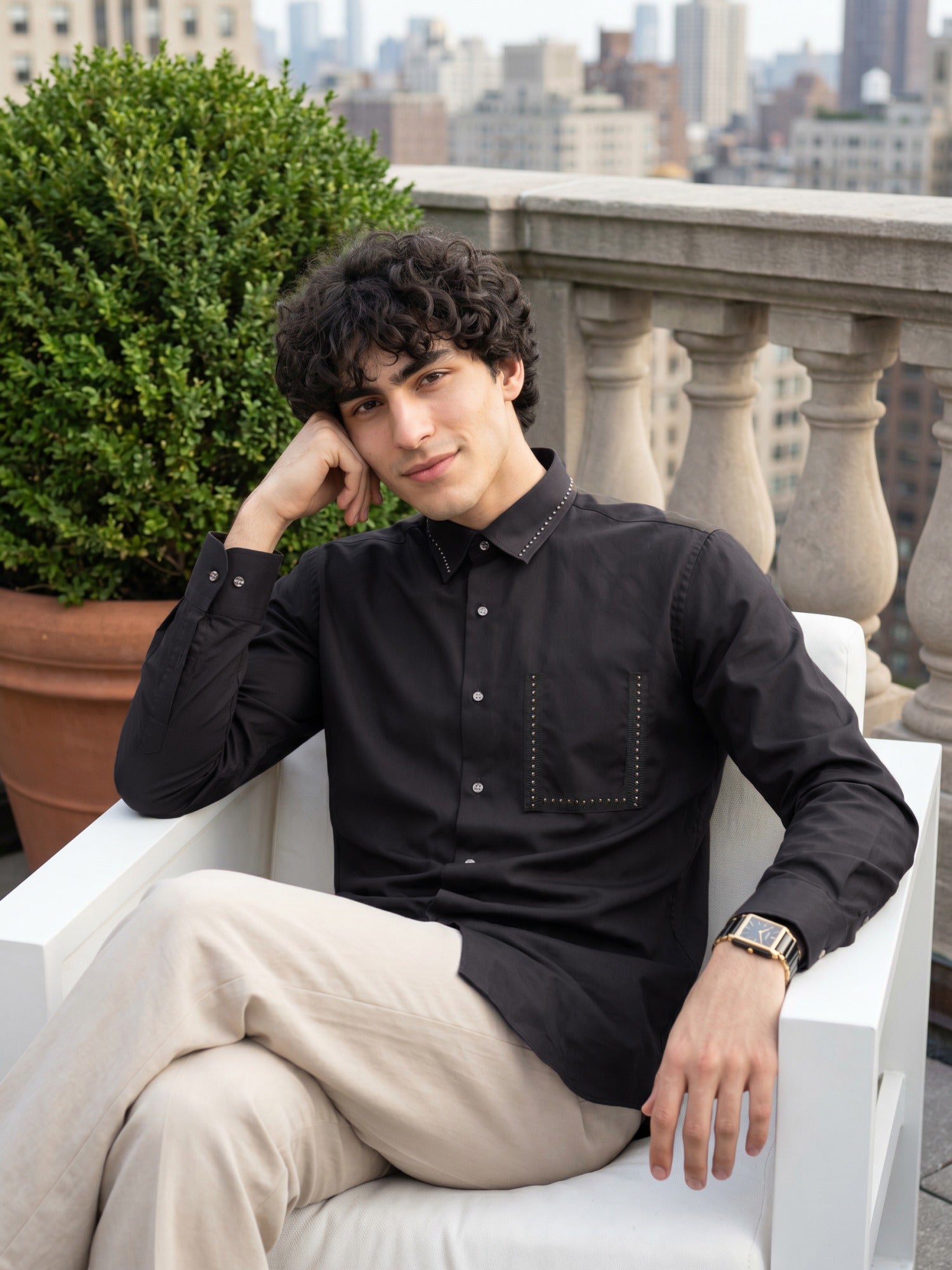 Black Designer Slim Fit Shirt For Men