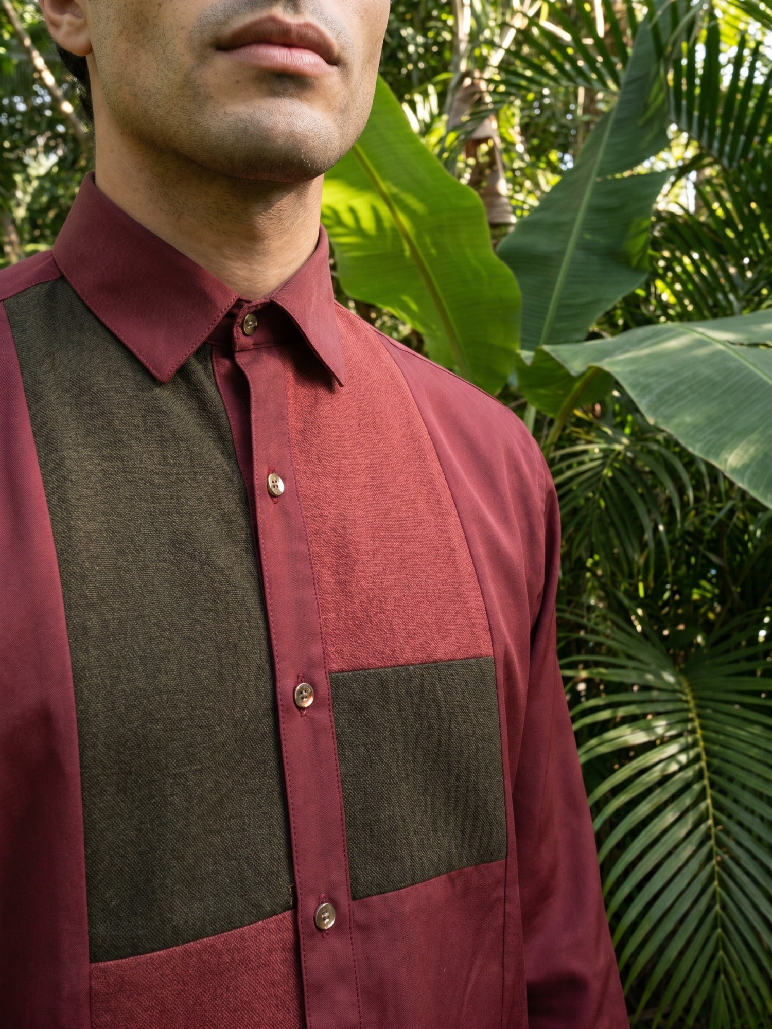 Wine Designer Slim Fit Shirt For Men