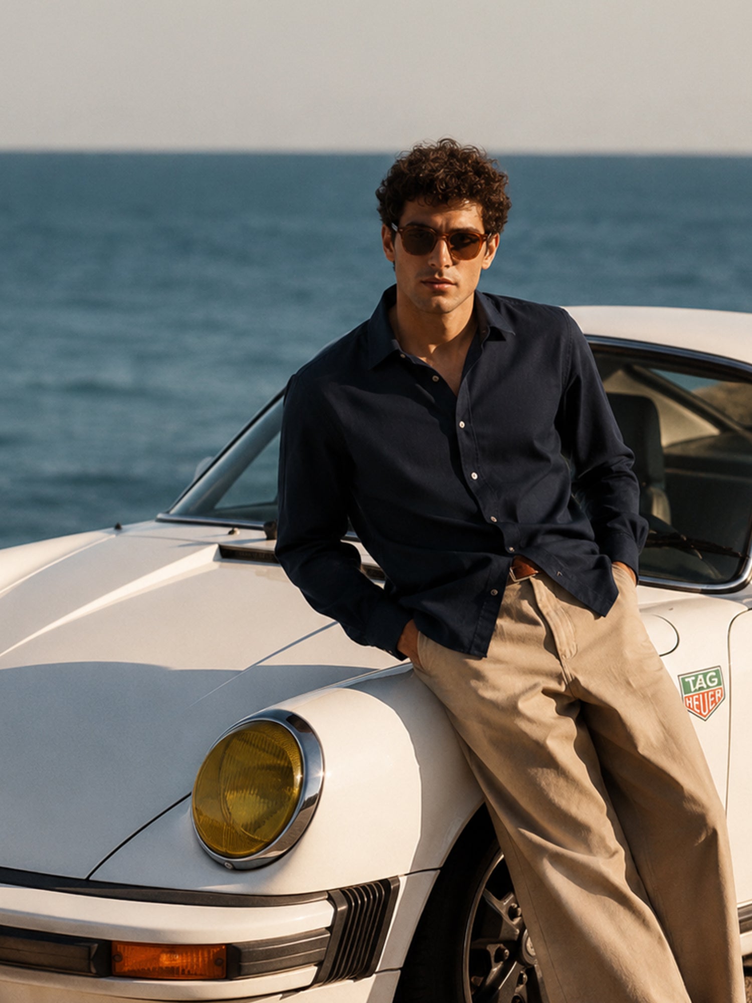 Navy Plain Slim Fit Cotton Shirt